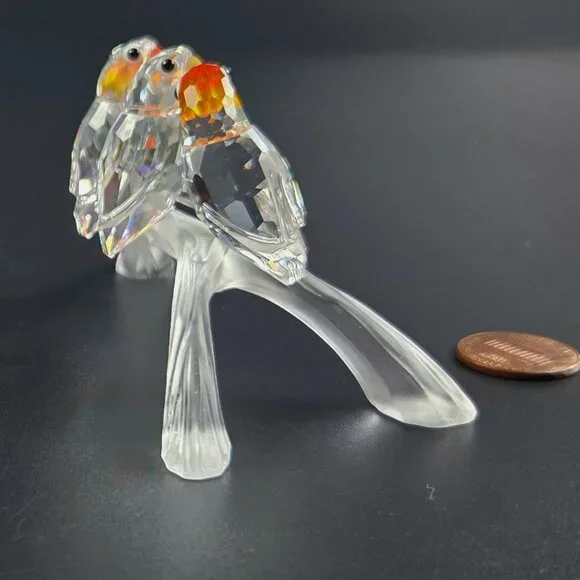 Vintage Swarovski “Feathered Beauties” Baby Lovebirds Figurine — No Box - Picture 8 of 11